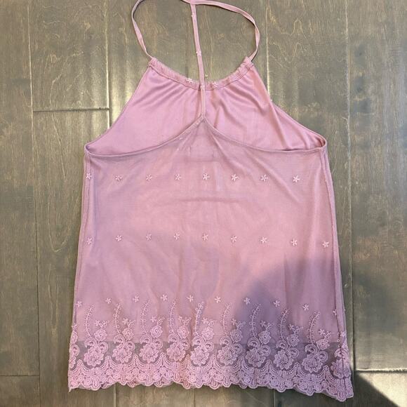 Wet Seal Mesh Overlay Y2K Halter Tank S Pink Fairy Coquette Bloom Dainty Lace - Picture 3 of 11